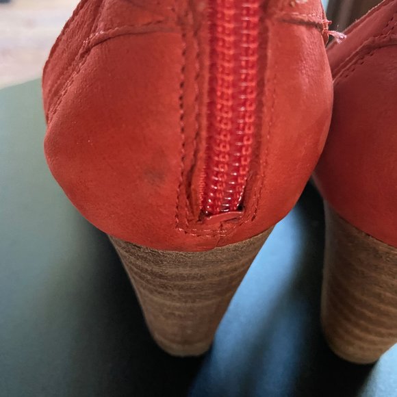 Franco Sarto Orange Suede Block Sandals 6.5 - Picture 3 of 8